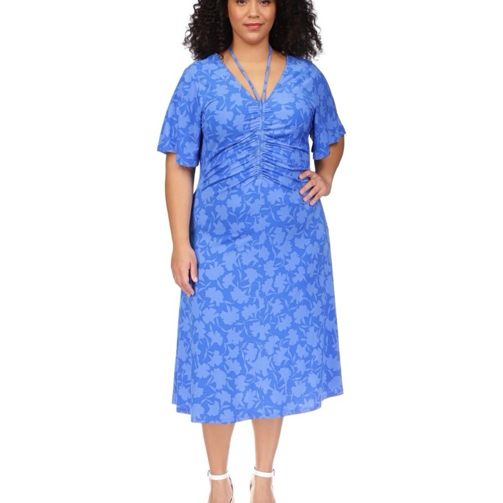 Michael Kors Blue Floral Midi Dress